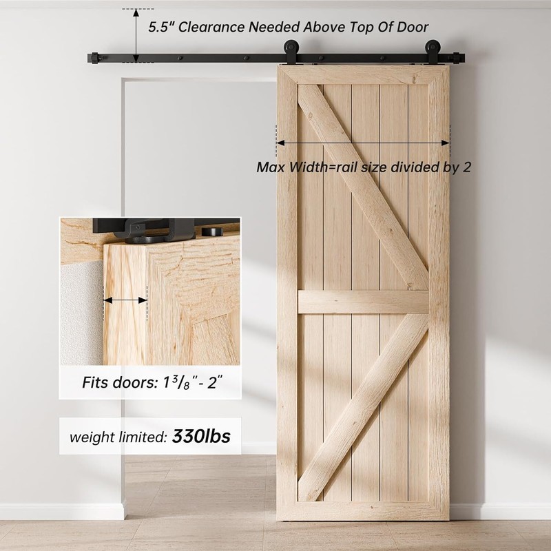 4FT -20FT Sliding Barn Door Hardware Track Single/Double Door Kit,Closet/Kitchen gallery