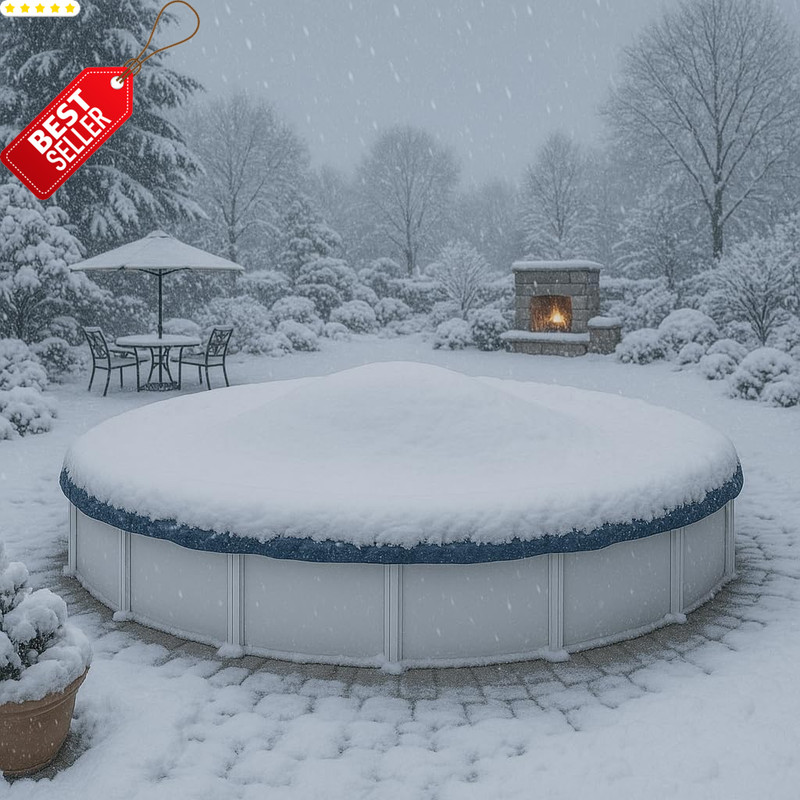 18ft Round Pool Winter Cover Above Ground UV Cold Resistant w/ Cable - US gallery