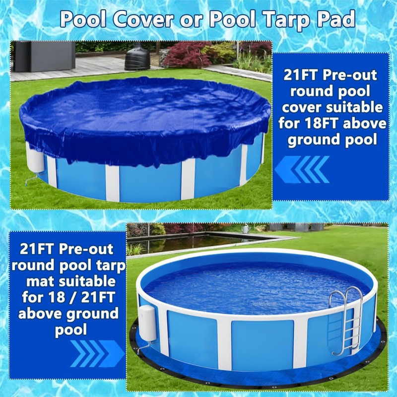 21Ft Round Waterproof Pool Cover Tarps - UV Resistant, Anti-Puncture Ground Line gallery