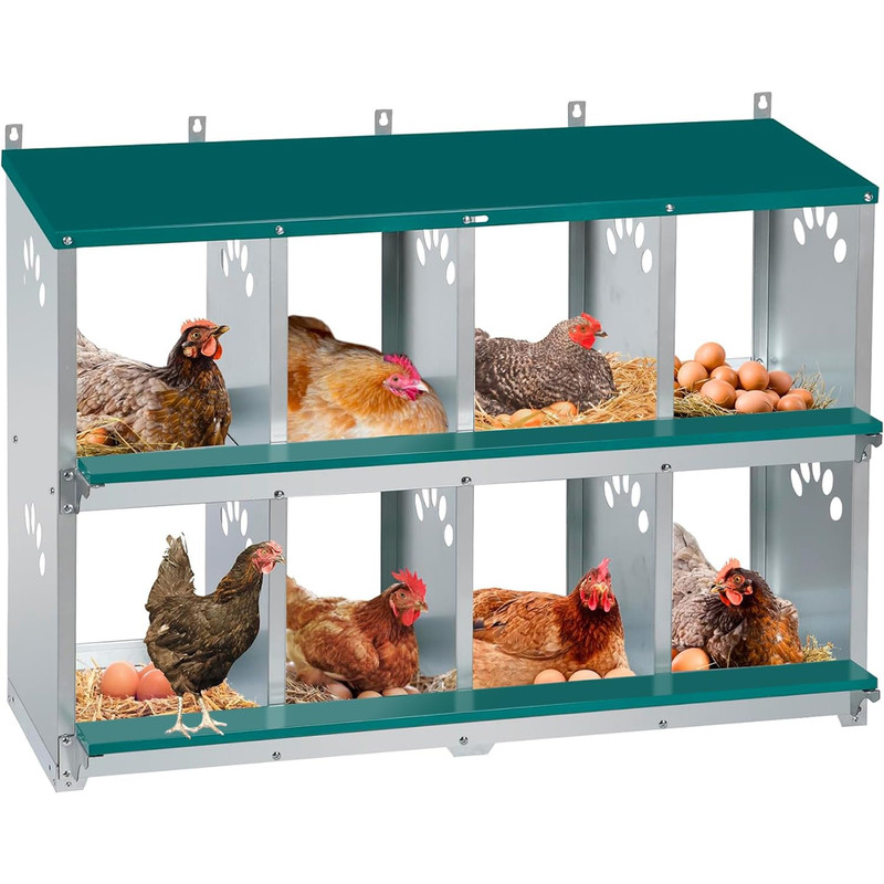 Toriexon Chicken Nesting 8 Compartment Metal Nesting Wall Mountable Nesting gallery