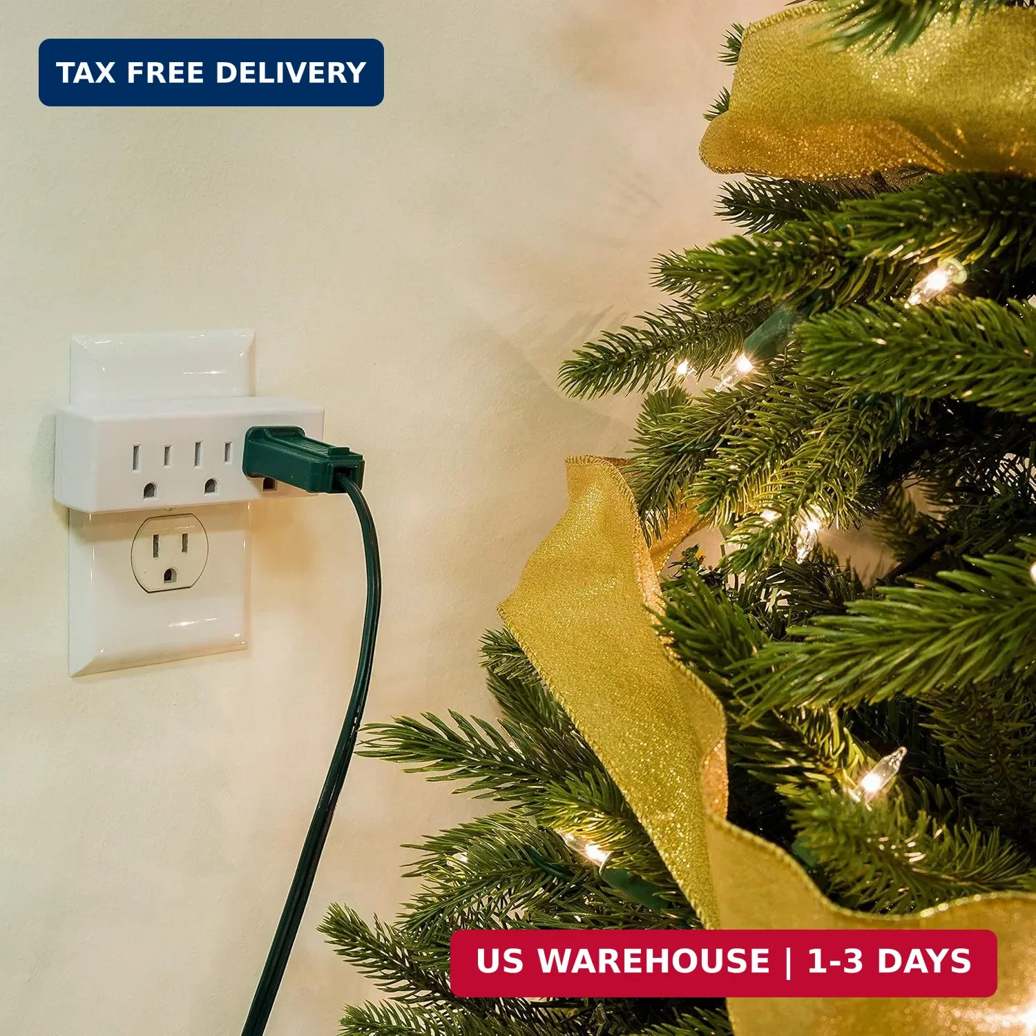 3-Outlet Extender, 2 Pack, Grounded Wall Tap, 3-Prong Adapter, Multiple Plug, Po gallery