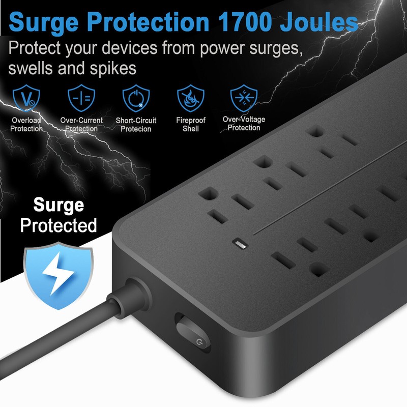 Wall Mountable USB Surge Protector Power Strip with USB Ports 8 Outlet Plugs LOT gallery
