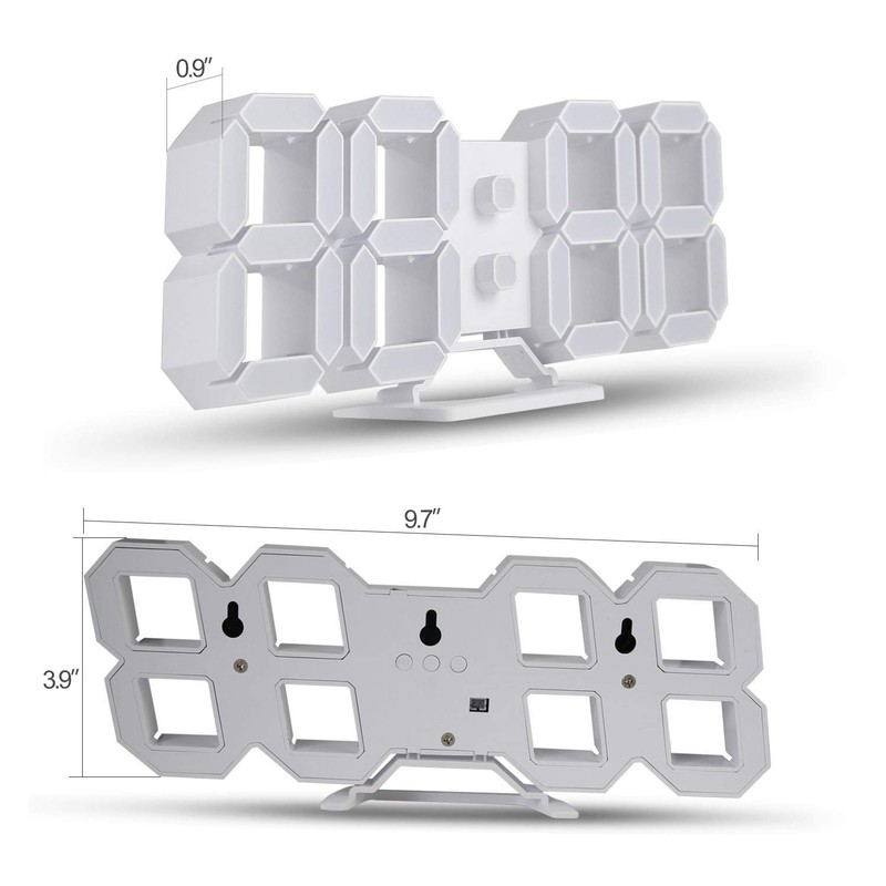 EDUP HOME 3D LED Digital 9.7 INCH, Cool Lights 9.7" Led Clock + White Design gallery
