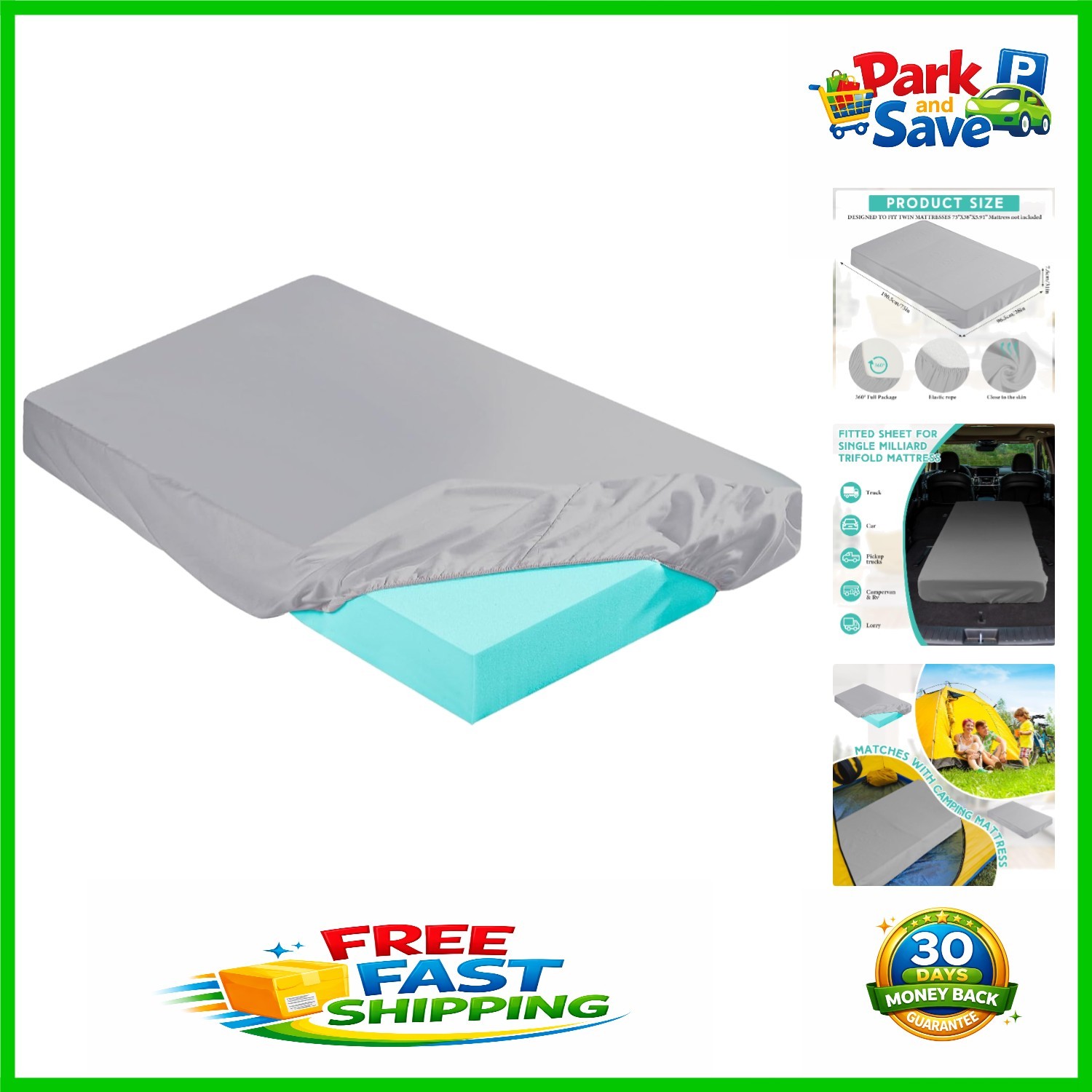 Moisture-Wicking Memory Foam Mattress Topper Cover for Twin Beds - 75x38 Inch gallery