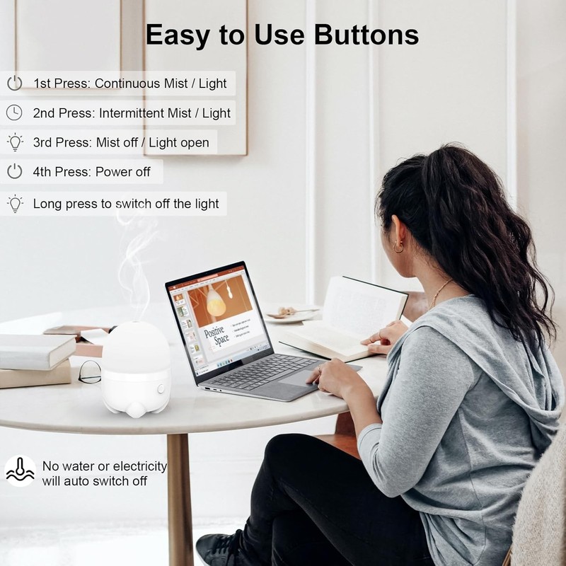 150ML Cordless Essential Oil Diffuser, Rechargeable Battery Powered White gallery