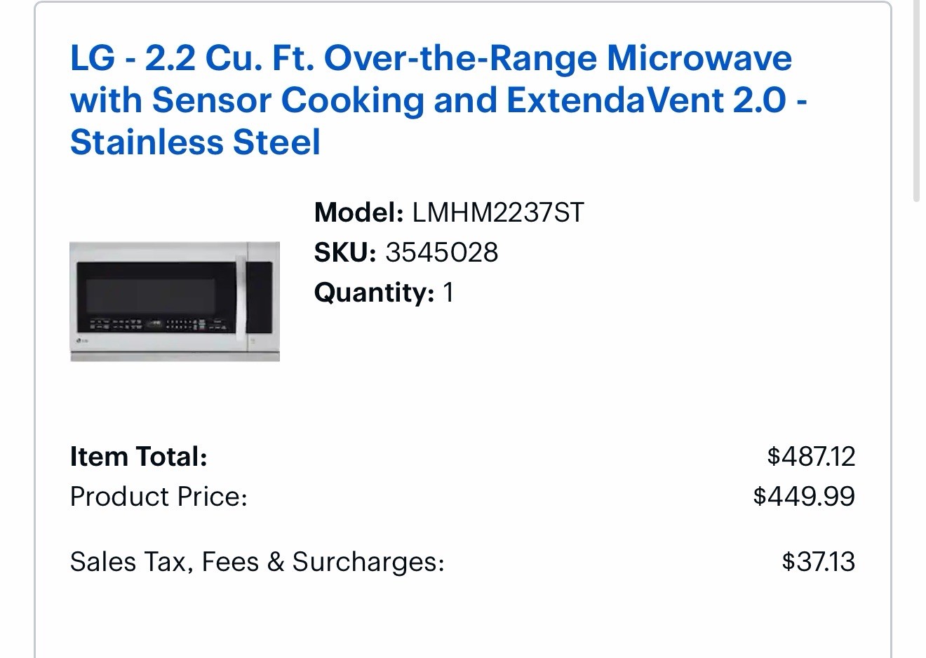 LG 2.2 cu ft Over-the-Range Microwave Sensor Cooking ExtendaVent 2.0 SS gallery