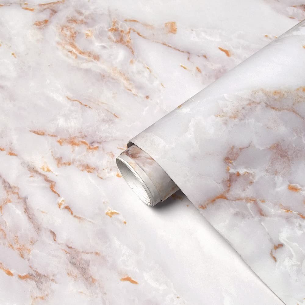 Cohoo Home Marble Contact Paper Countertops Peel & Stick Wallpaper White/Gold gallery