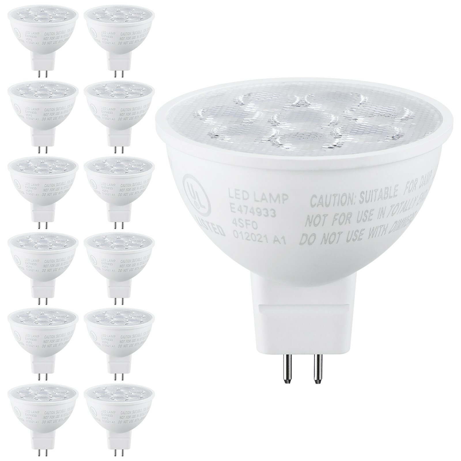 12-Pack 6.5W MR16 LED Bulb, GU5.3 Base Spotlight Lamp Bulb, 3000K Warm White gallery