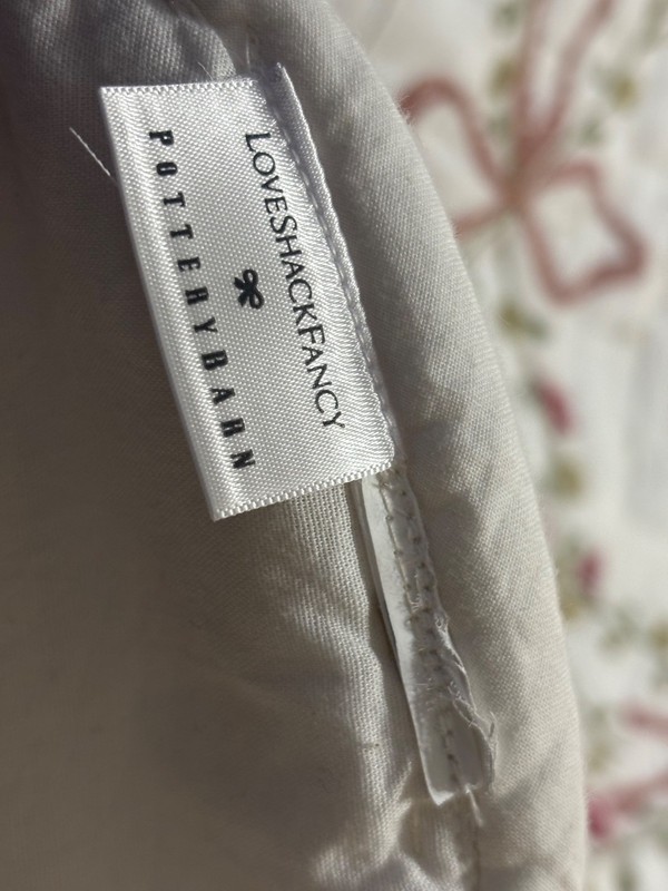 Pottery Barn LoveShackFancy Bow Embellished Quilt ~ Full/Queen & 1 sham~ READ gallery