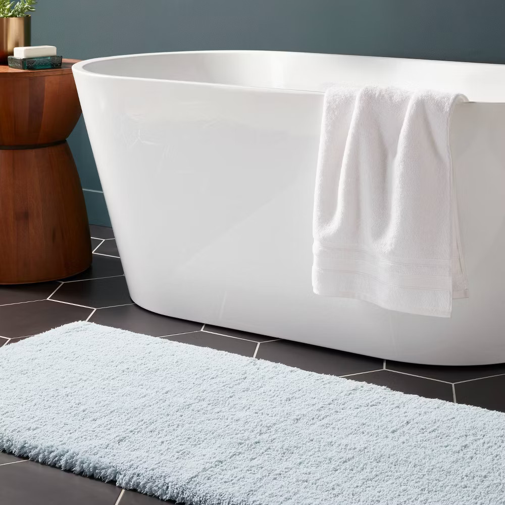 24"x60" Spa Plush Bath Rug Light Blue - Threshold: Machine Washable, Tufted gallery