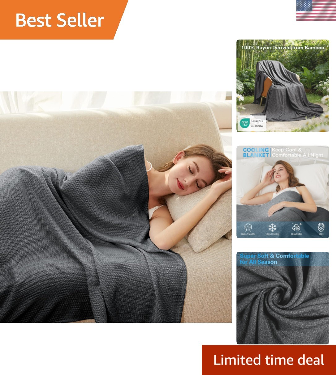Cooling Blanket, 100% Rayon Derived from Bamboo, Cool Summer Blanket for Hot ... gallery
