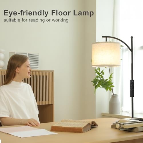 60" Floor Lamp with Remote Control and Stepless 61 inches A：beige & black gallery