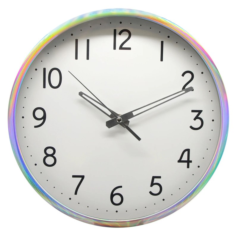 12" Quartz Iridescent Indoor Wall Clock, Easy Read Large Bold Numbers gallery