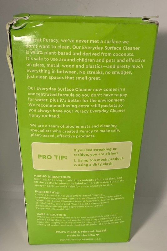 Puracy Plant Based Surface Cleaner Concentrated Refill Packets-Green Tea & Lime gallery