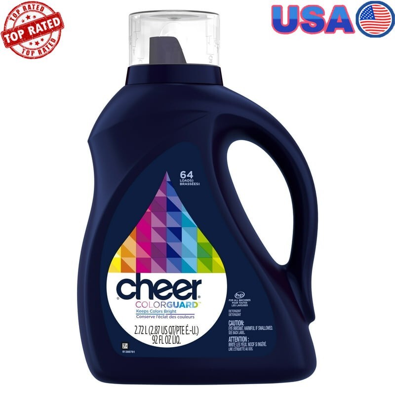 Cheer Liquid Laundry Detergent 64 Loads 92 fl oz Fights Fading & Pilling NEW gallery