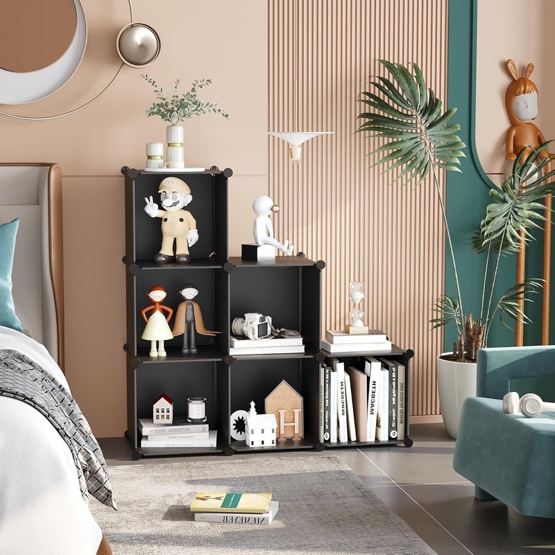 6-Cube Storage Organizer, Stackable Storage Cubes Shelves, Portable Bookshelf... gallery