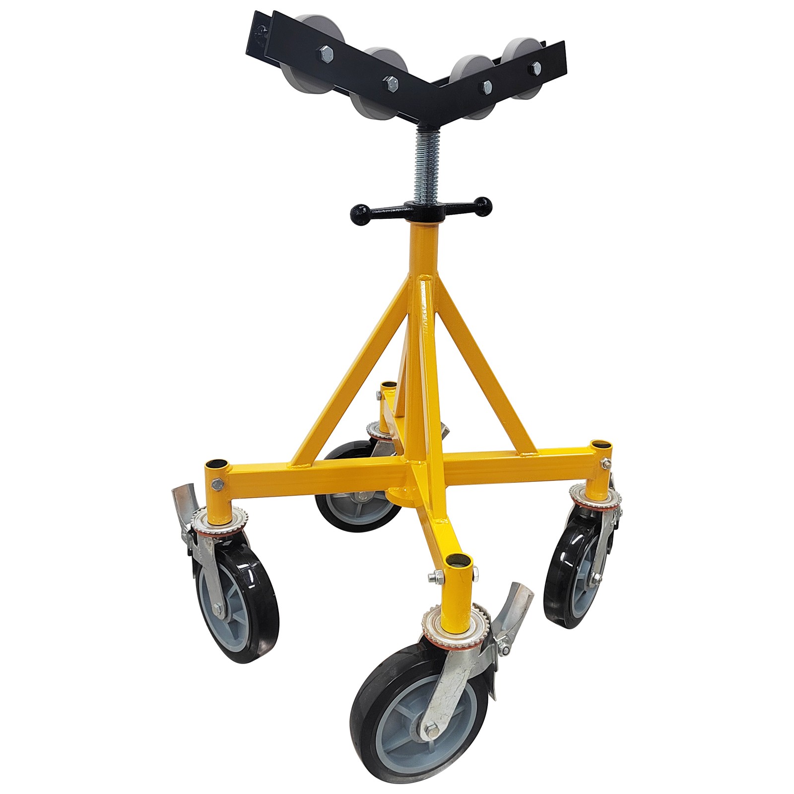 V-shaped Head Pipe Support with Rolling Wheels Max Capacity 2500lbs 31.9-39.4'' gallery