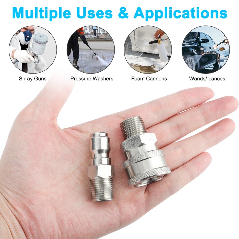 5000PSI Pressure Washer Quick Connect Fitting Stainless Steel 3/8" Hose Adapter gallery