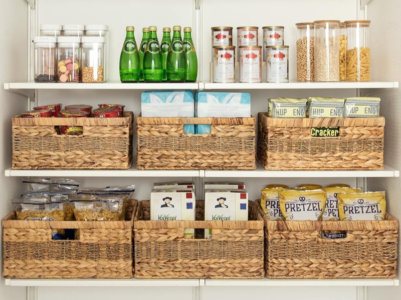 Rectangular Wicker Basket, Storage Basket with Built-In Handles, 1 Piece gallery