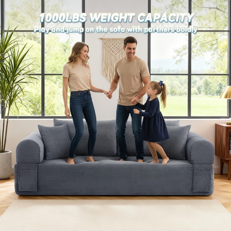 Compression Floor Sofa-Convertible Sofa Bed,Corduroy Boneless Couch with Storage gallery