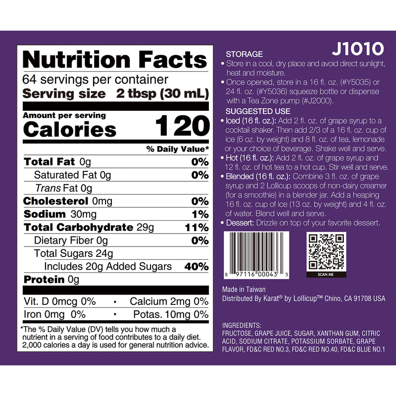 Tea Zone Grape Syrup - Bottle (64oz), J1010 gallery