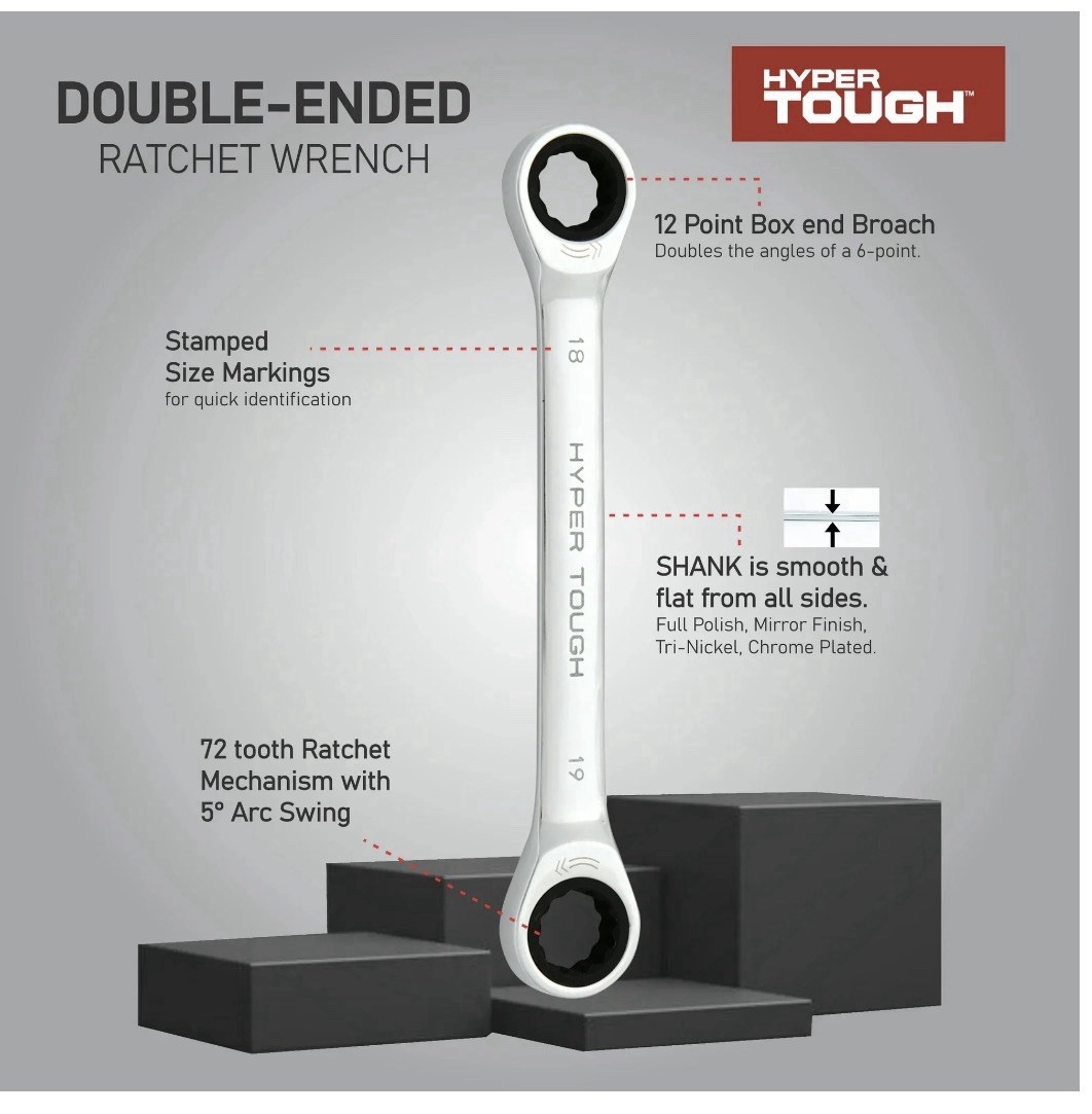 NEW Hyper tough 7pc 12-in-1 Ratcheting Metric Box Wrench gallery