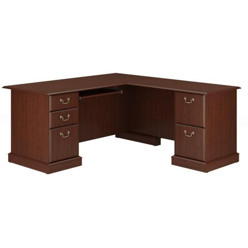 Pemberly Row L-Shape Executive Office Computer Desk in Harvest Cherry gallery