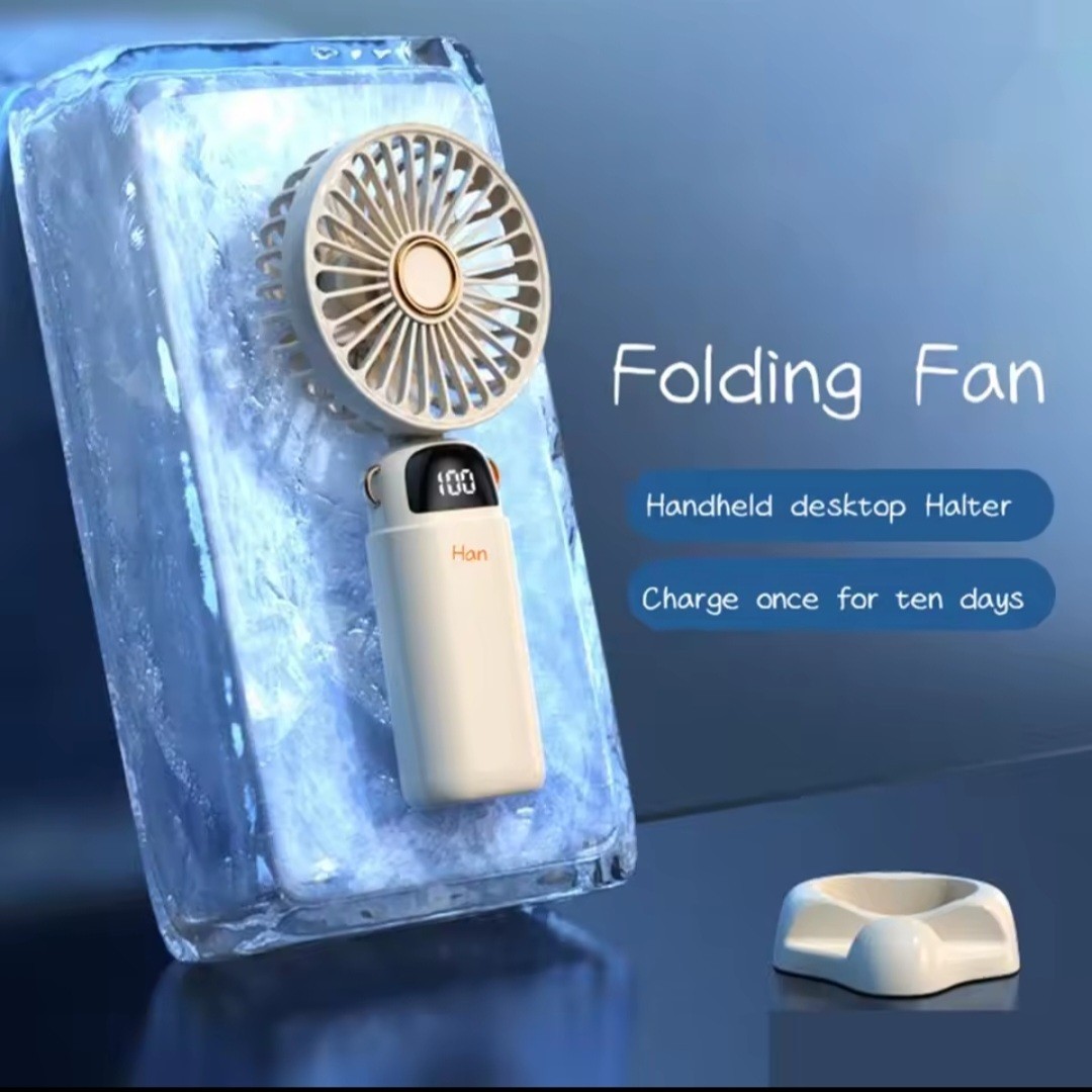 Han Mini Folding Rechargeable Handheld Desktop Fan with Neck Bracket gallery
