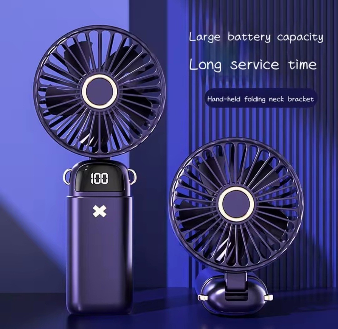 Han Mini Folding Rechargeable Handheld Desktop Fan with Neck Bracket gallery