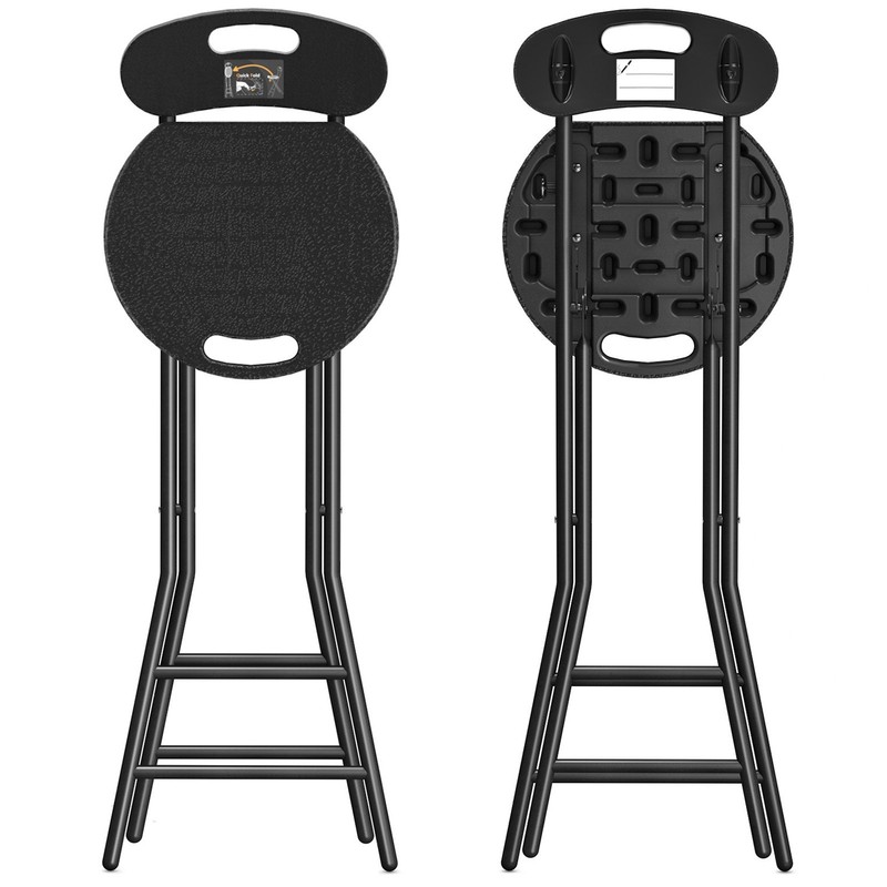 Round Collapsible Folding Bar Stool Counter Height Chairs for Camping Kitchen US gallery