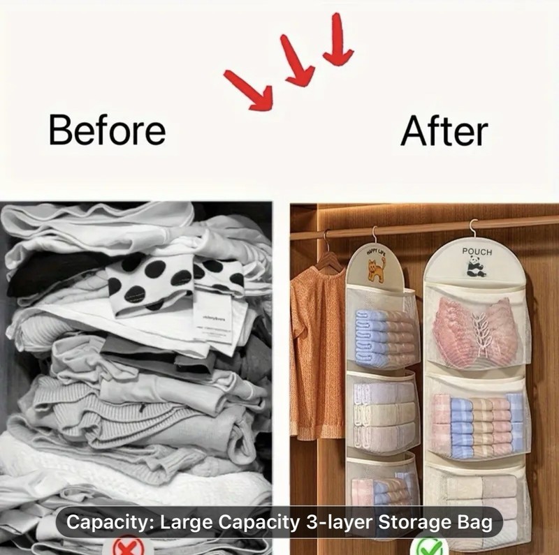 Single piece Triple-Layer Hanging Underwear , Socks , and Bra Mesh Storage Bag. gallery
