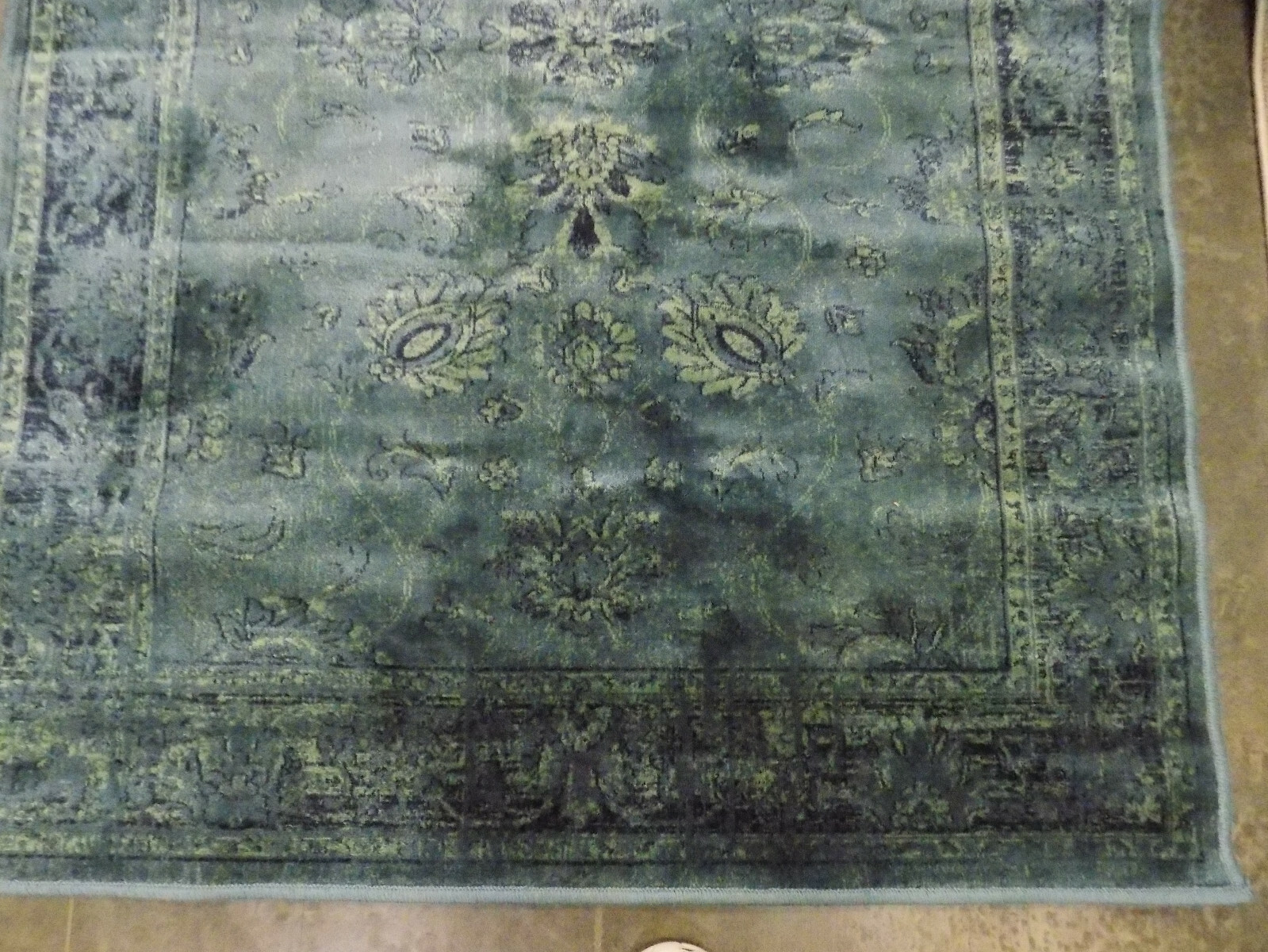 TURQUOISE / MULTI 3'-4" X 4'-7" Stained Rug Reduced Price VTGB117-2220-3 gallery
