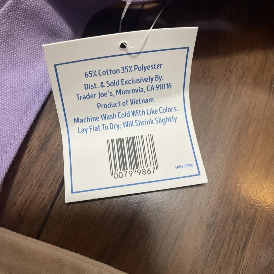 Trader Joe’s Mini Pastel Purple Canvas Tote Bag New W Tags gallery