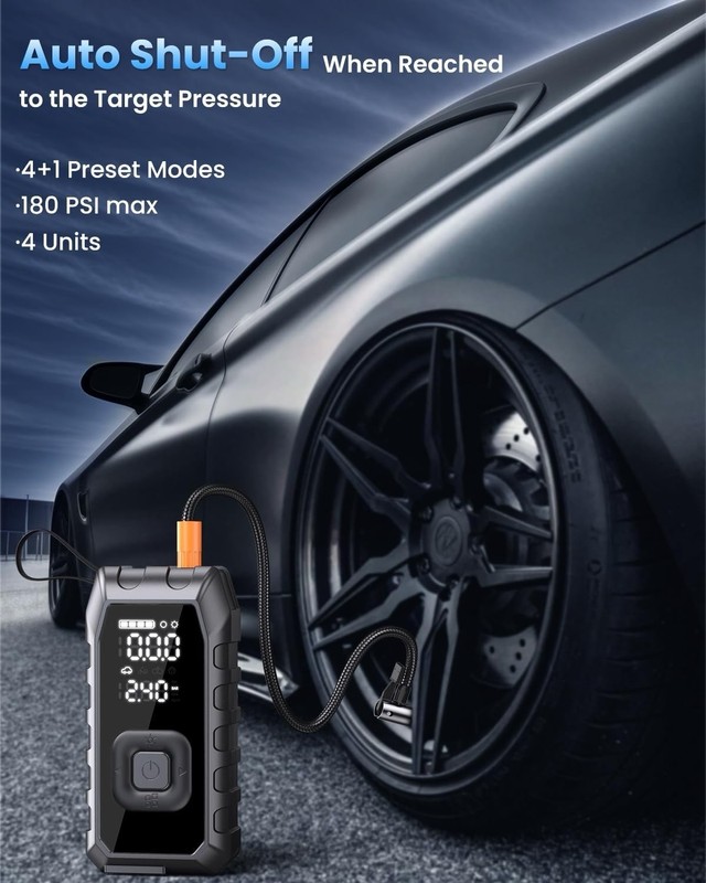 Tire Inflator Portable Air Compressor, 180PSI Faster Inflation Cordless gallery