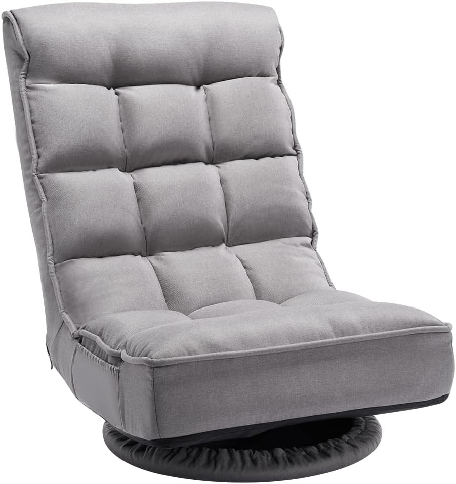 Swivel Floor Gaming Chair, 360-Degree Rotating Foldable Lounge Chair with 4 Posi gallery