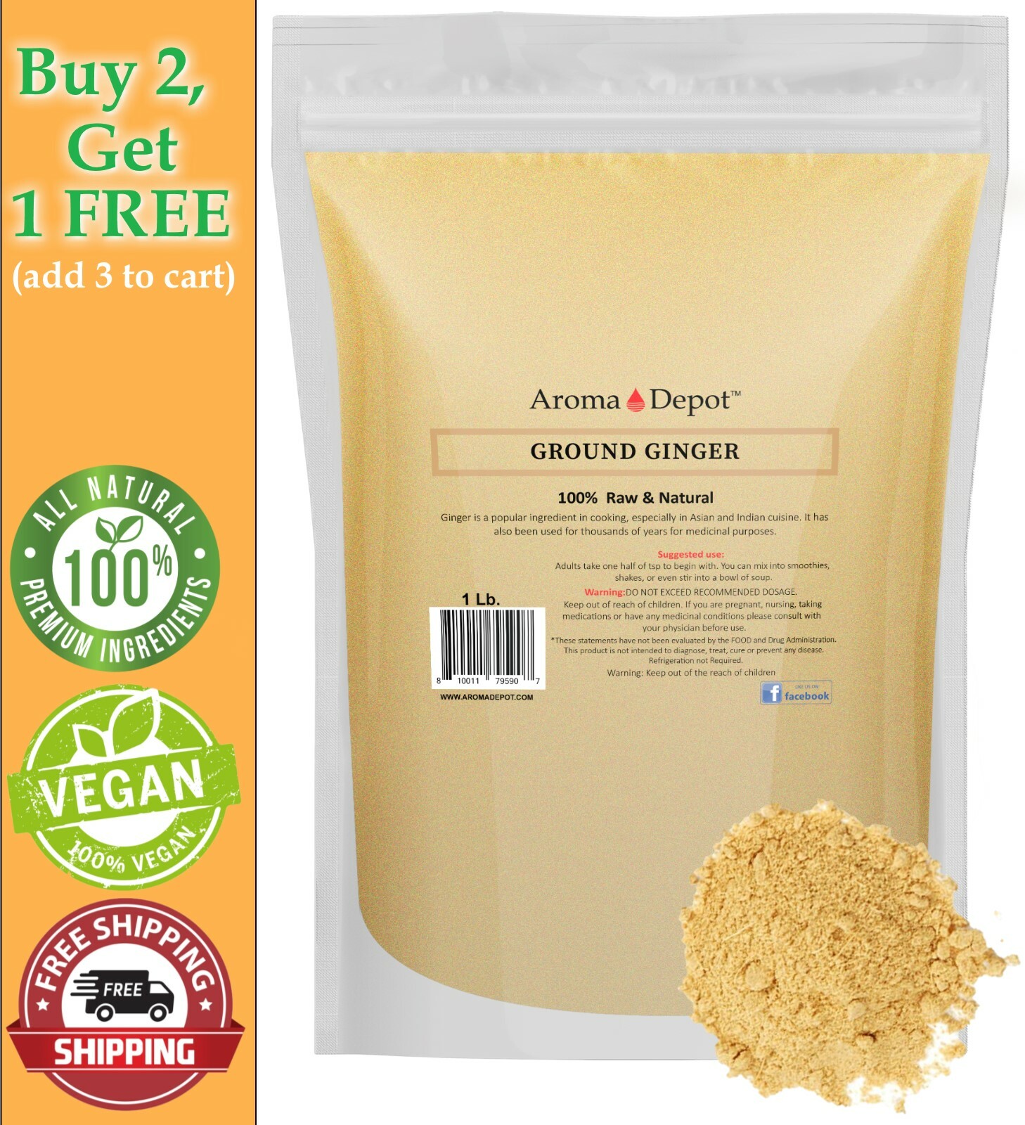 1lb Ground Ginger Root Powder Natural Premium Raw Zingiber Officinale Jengibre gallery