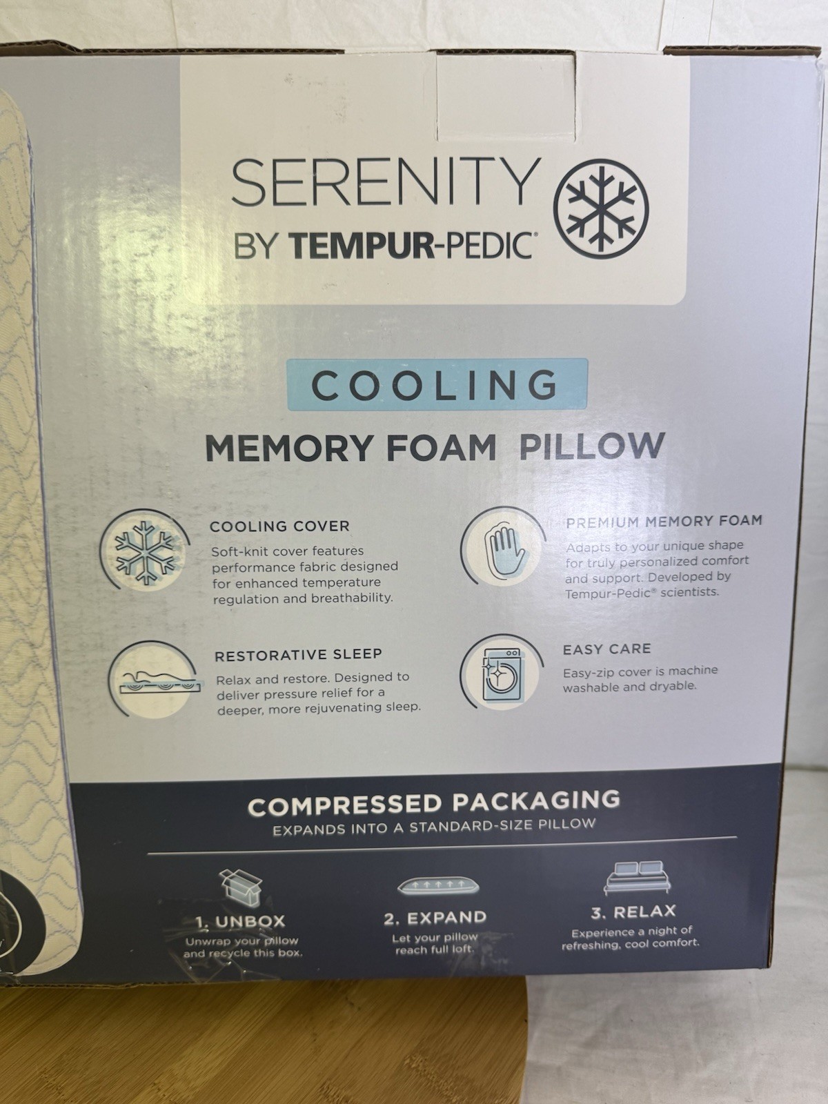 Serenity by Tempur-Pedic Cooling Memory Foam Pillow Standard 24x16 New gallery
