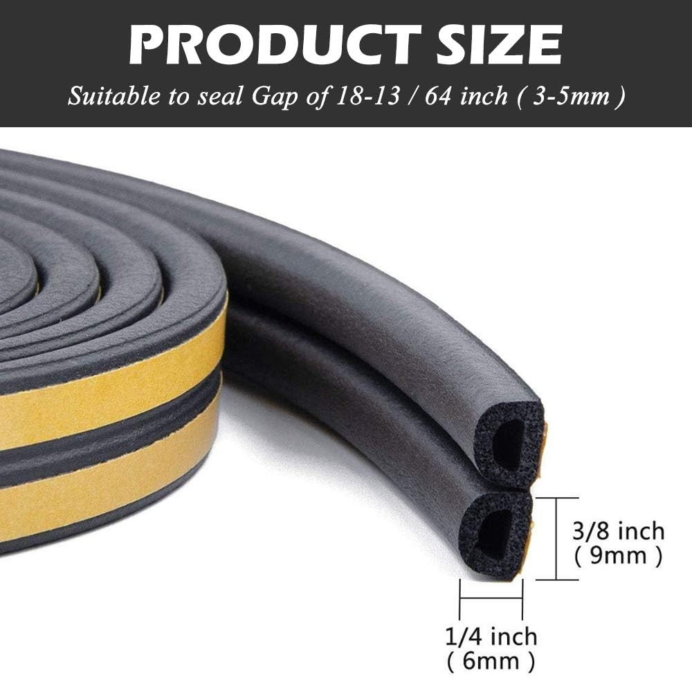 CloudBuyer Door Weather Stripping, Soundproof Insulation Seal Strip - Black, 33F gallery