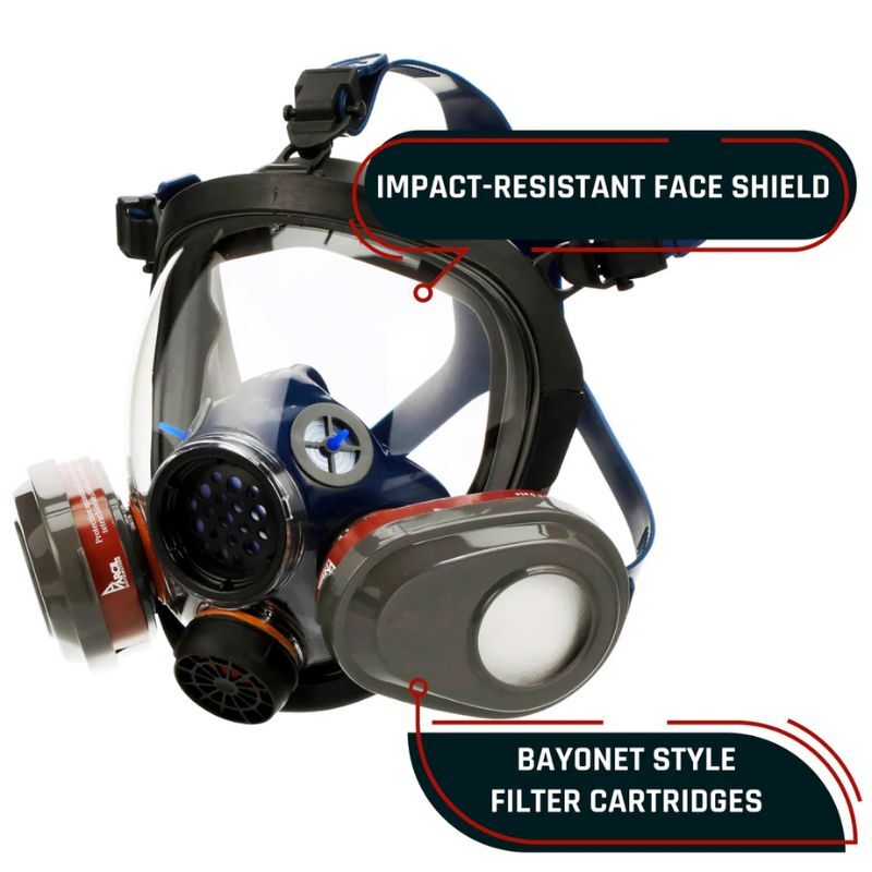 Parcil Safety PD-101 Full Face Gas Mask Respirator OV & Particulate Filtration gallery