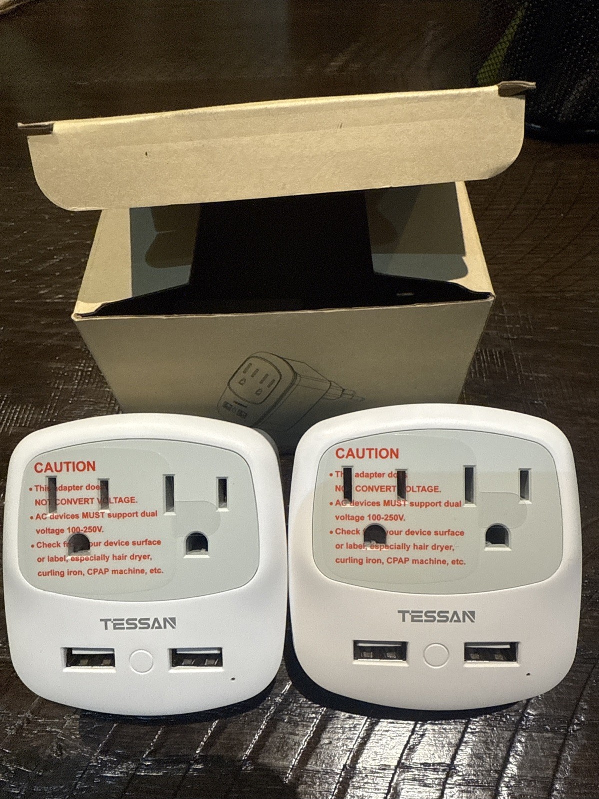 Tessan Plug Adapter with 2 USB 2 Outlet for US to EU Italy France + More gallery
