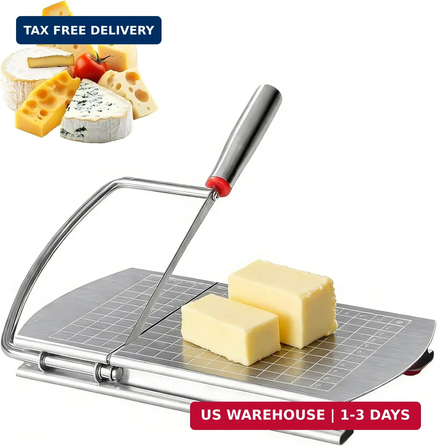 Cheese Slicer,Stainless Steel Cheese Cutter,Multipurpose Cheese Slicers with Gri gallery