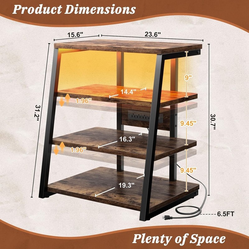 Adjustable Audio Tower Rack with LED Lights and Power Strips gallery