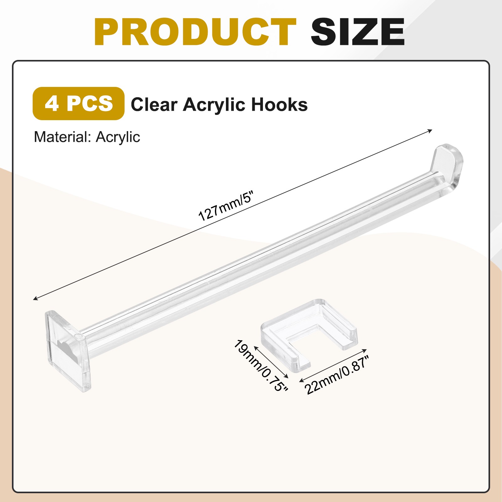 4 Pcs Clear Acrylic Hooks, 13CM 5 Inch Mini Shelf Display Hooks for Shelves gallery