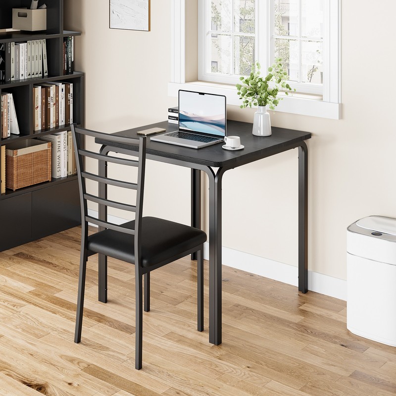 3 Piece Dining Table Set Kitchen Table and Chairs for Kitchen Dining Room Black gallery