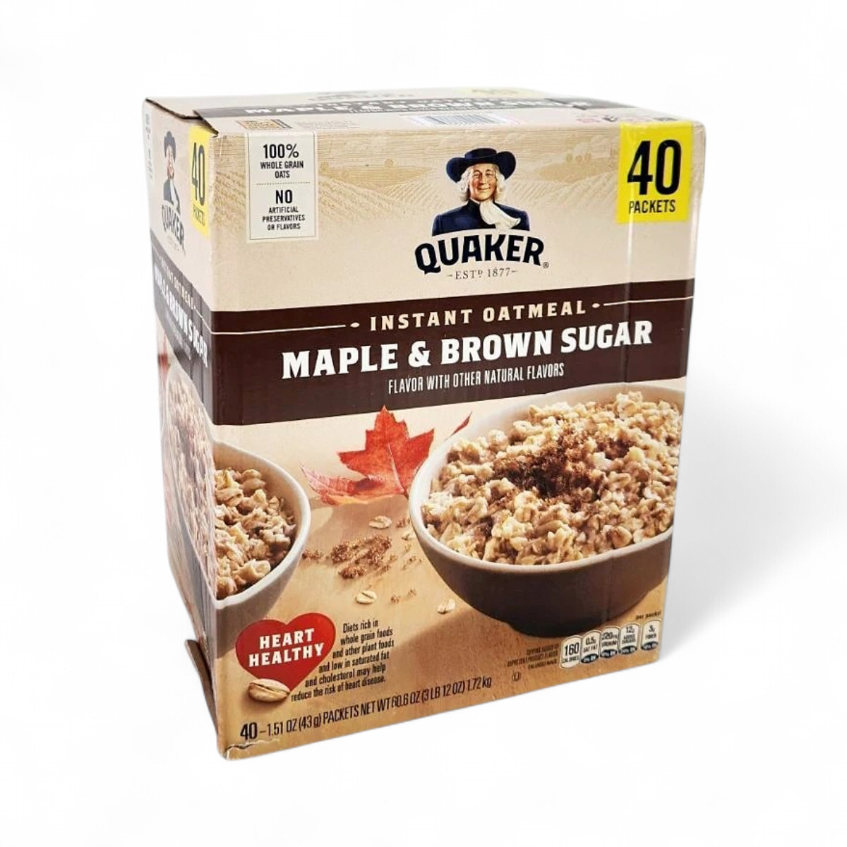 Quaker Instant Oatmeal, Maple Brown Sugar, 1.51 oz - 40 Pack gallery