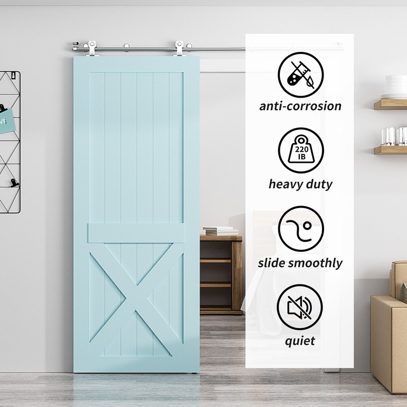 4FT-20FT Stainless Steel Sliding Barn Door Hardware Closet Track Kit Wooden Door gallery
