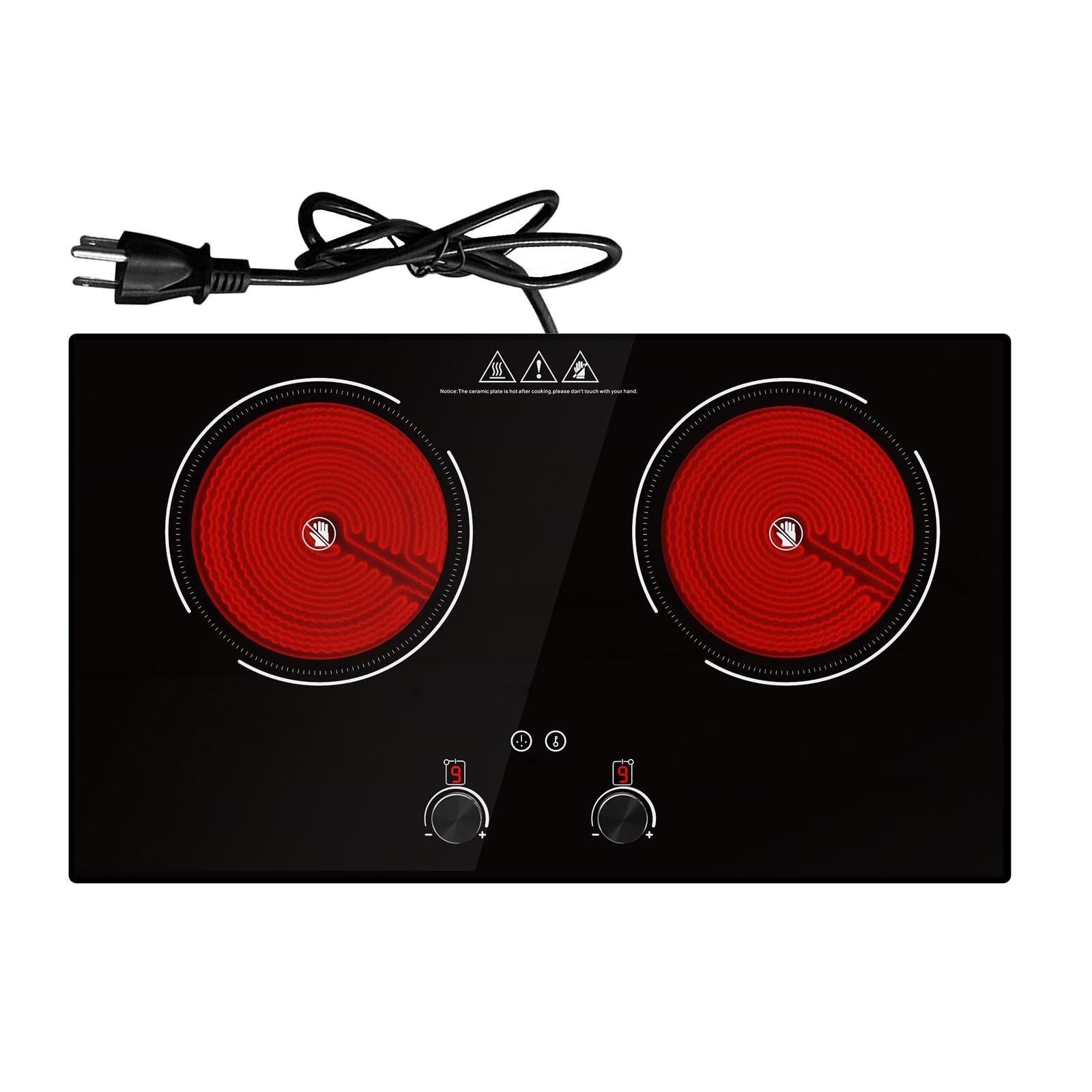 Protable Electric Radiant Cooktop 24" Electric Stove 2 Burner Hot Plate 4000W gallery