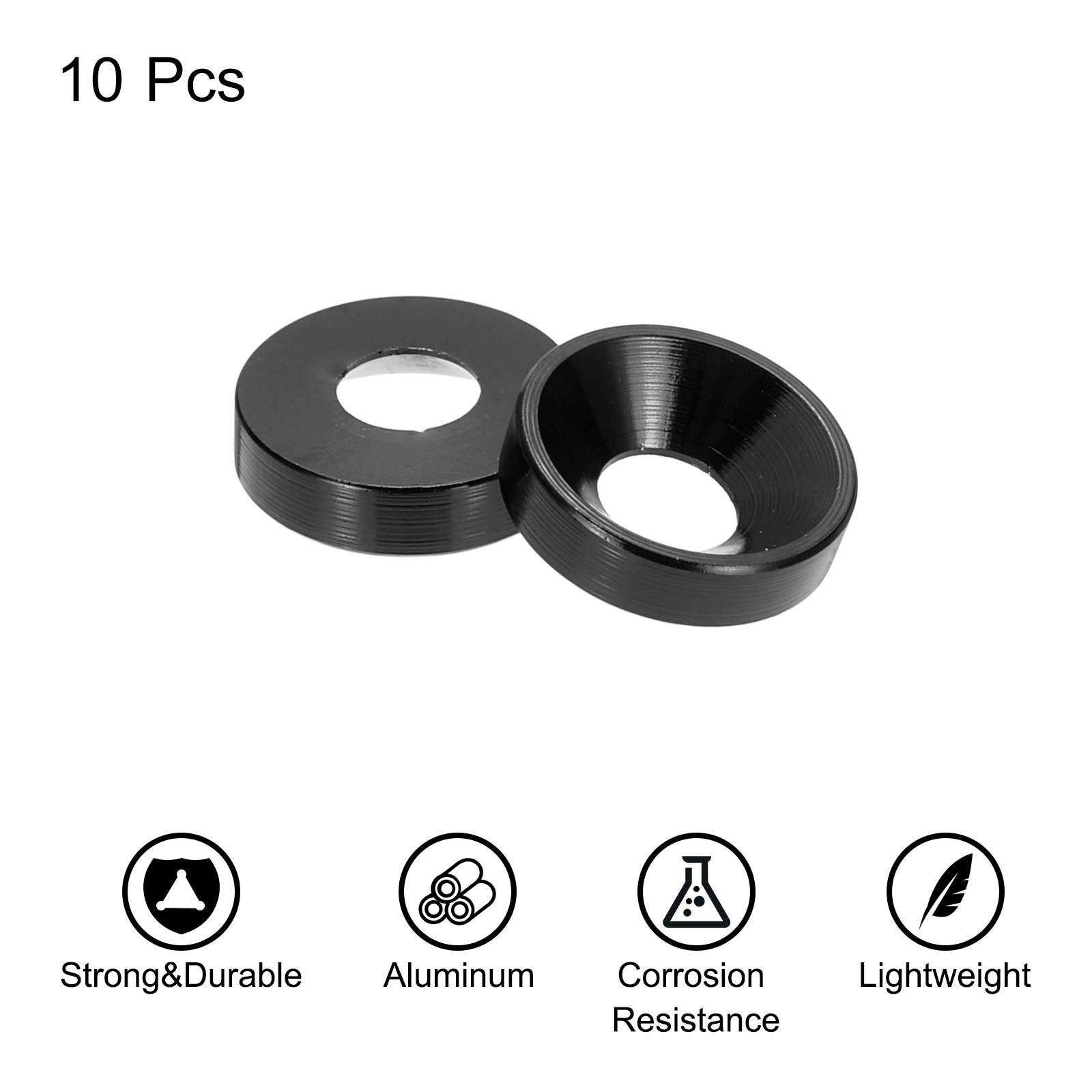 10pcs M4 Counterbore Washers, 10mm/0.39inch Aluminum Alloy for RC, Black gallery
