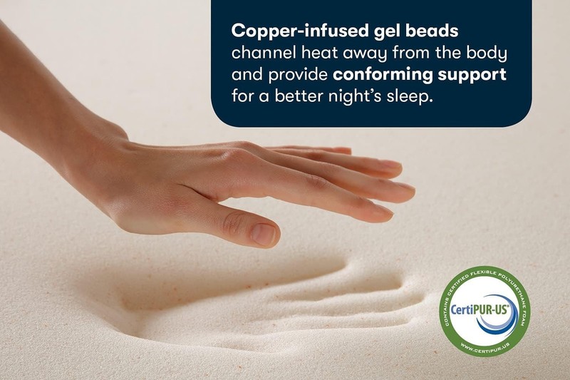 CopperGel Cooling, Pressure-Relieving Memory Foam Mattress Topper, 2 Inch, Tw... gallery