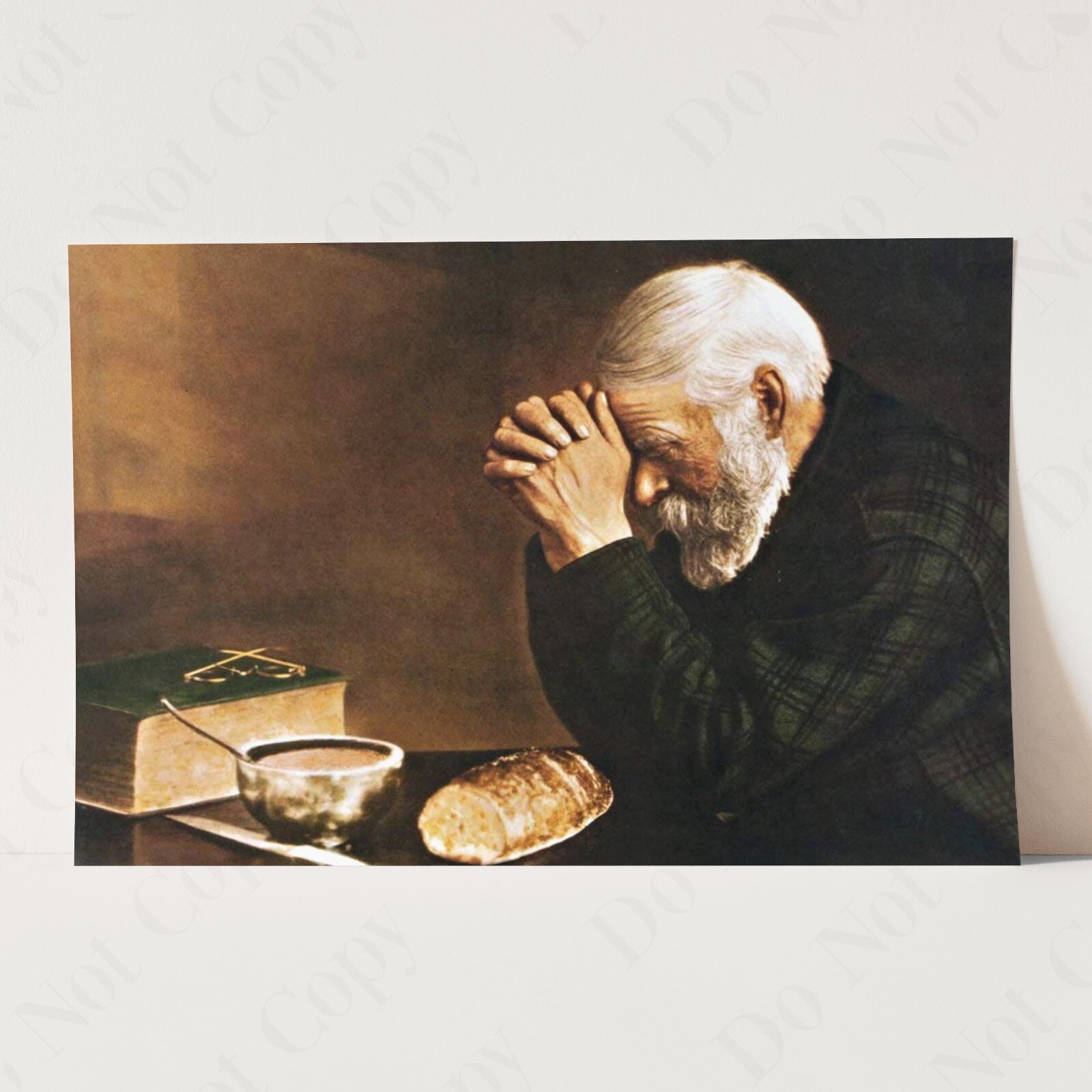 Grace - Man Praying Over Daily Bread Jesus Christian Bible Wall Art Poster Print gallery